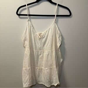 Old Navy Women’s Cream Sleeveless Tie Neck Tiered Hem Top Sz M